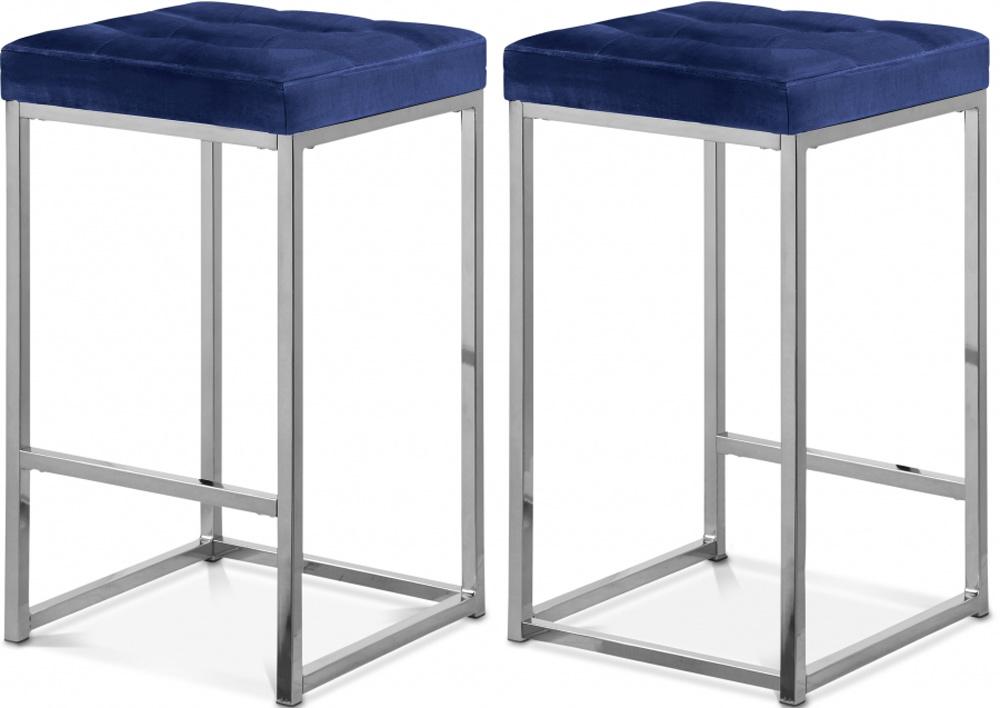 Meridian Furniture - Nicola Navy Velvet Stool (Set of 2) - 904Navy-C veiw 4