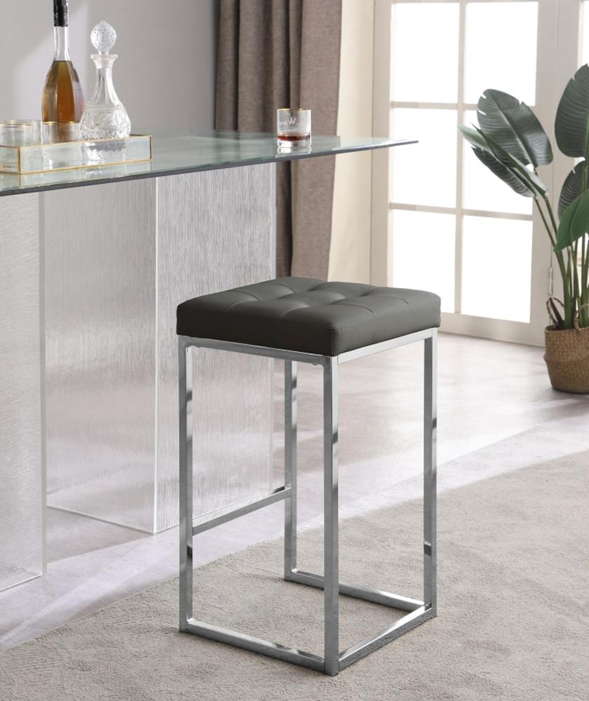 Meridian Furniture - Nicola Grey Vegan Leather Stool (Set of 2) - 905Grey-C veiw 5