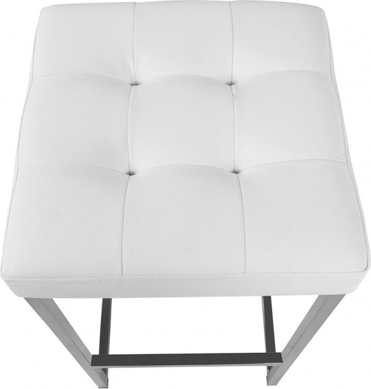 Meridian Furniture - Nicola White Vegan Leather Stool (Set of 2) - 905White-C veiw 2