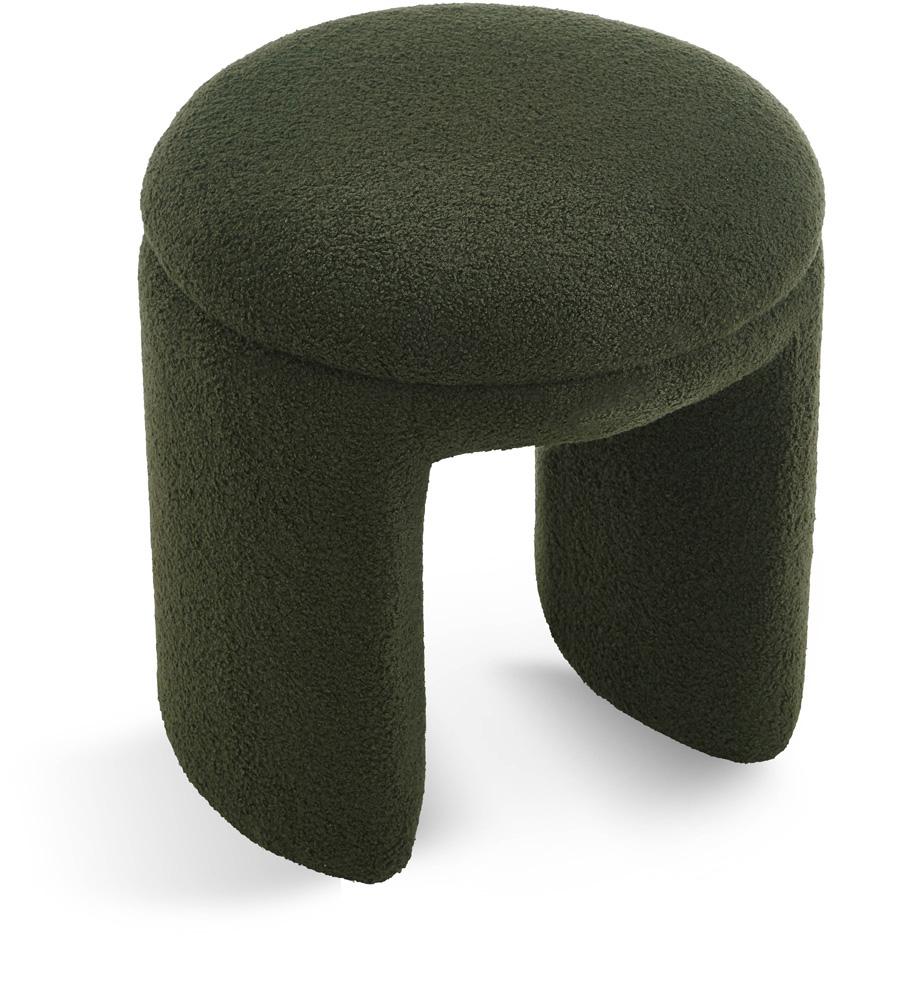 Meridian Furniture - Bowen Green Faux Shearling Teddy Fabric Ottoman/Stool - 105Green veiw 1