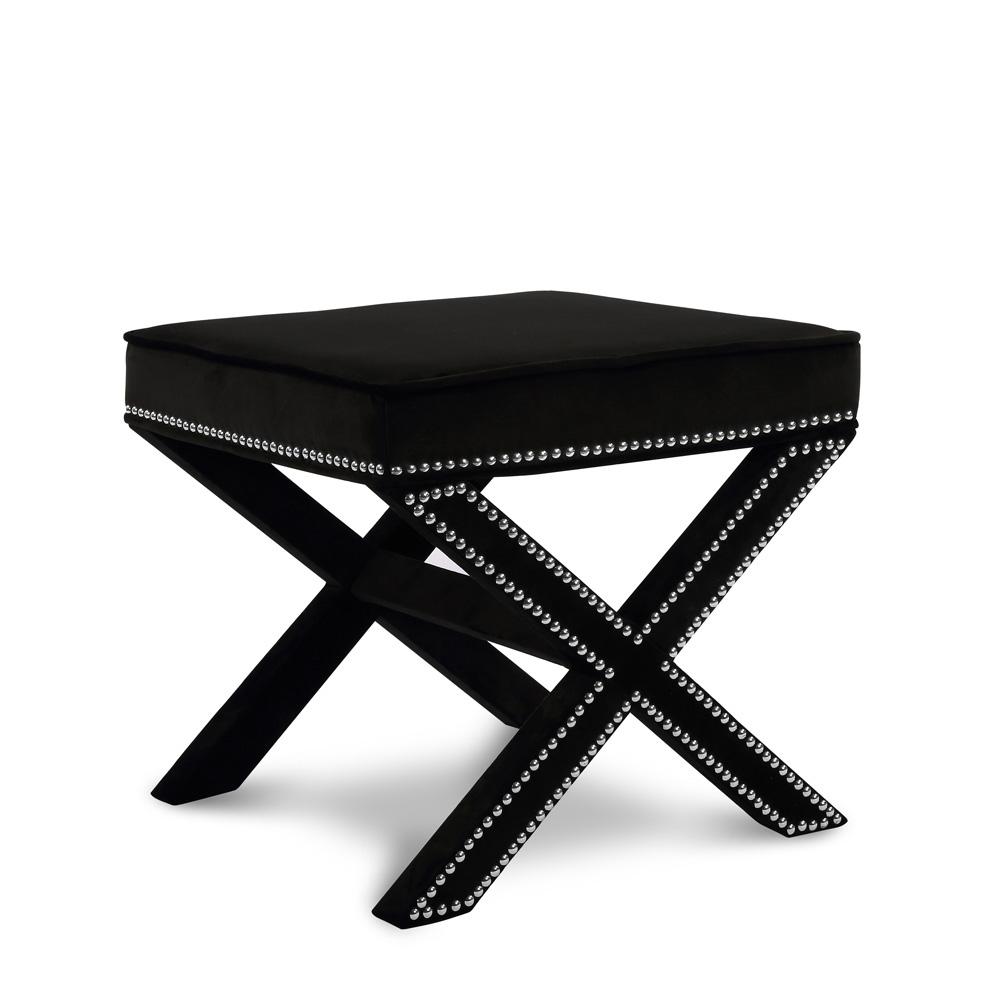 Meridian Furniture - Nixon Black Velvet Ottoman/Bench - 126Black veiw 1