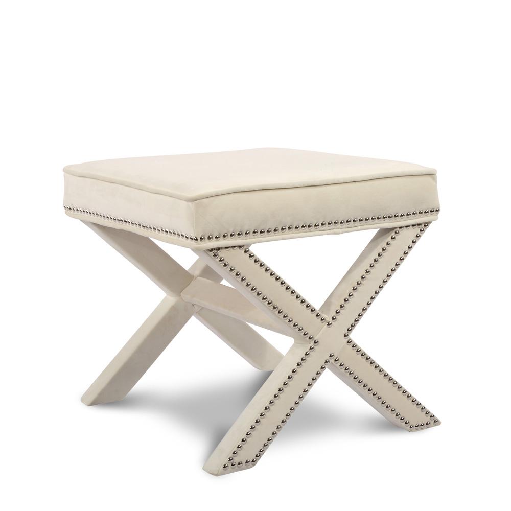 Meridian Furniture - Nixon Cream Velvet Ottoman/Bench - 126Cream veiw 1