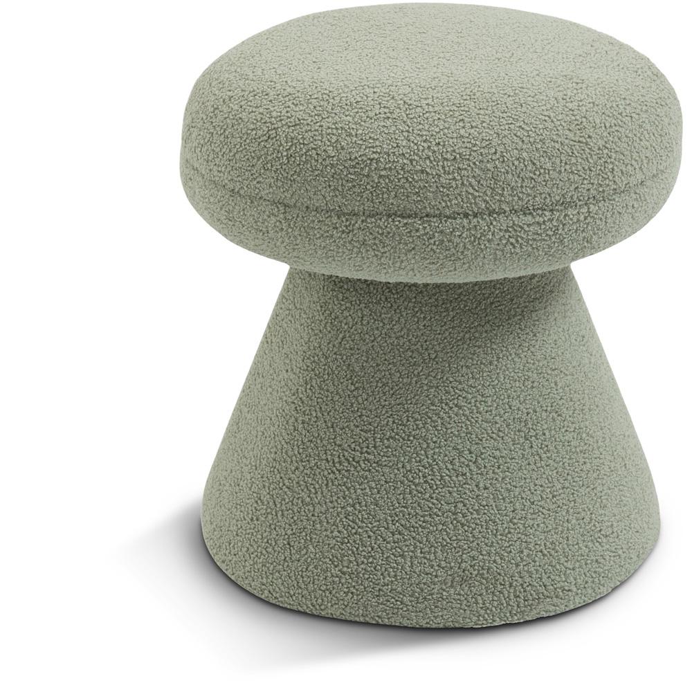 Meridian Furniture - Drum Mint Faux Shearling Teddy Fabric Ottoman/Stool - 195Mint veiw 1