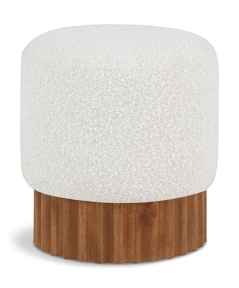 Meridian Furniture - Veranda Cream Boucle Fabric Ottoman/Stool - 22047Cream veiw 1