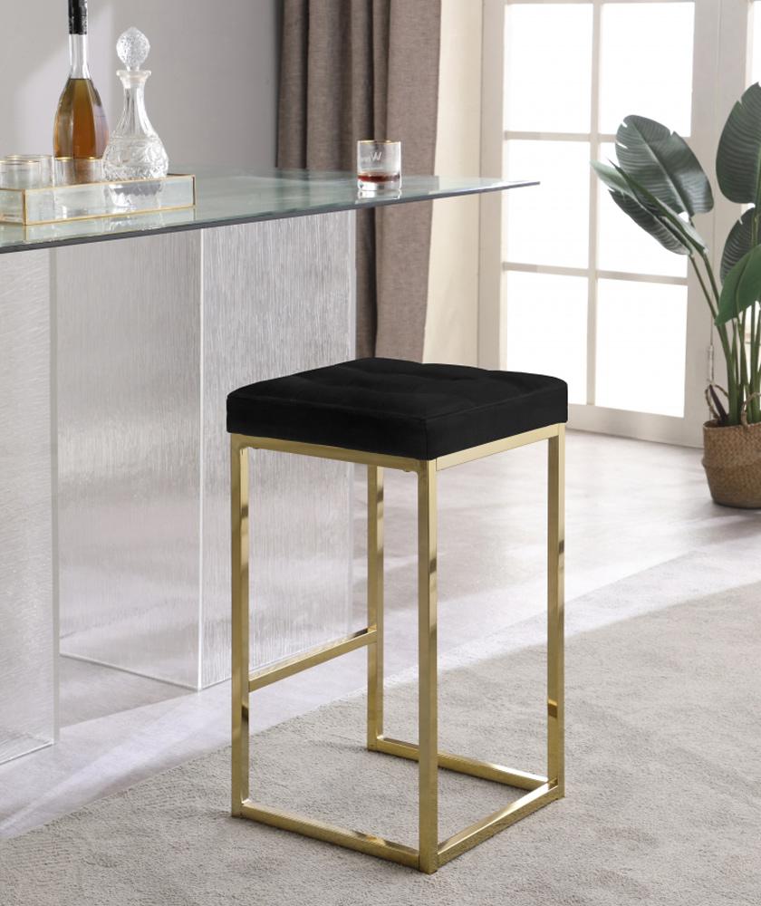 Meridian Furniture - Nicola Black Velvet Stool (Set of 2) - 906Black-C veiw 6