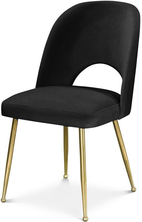 Meridian Furniture - Logan Black Velvet Dining Chair (Set of 2) - 990Black-C veiw 1