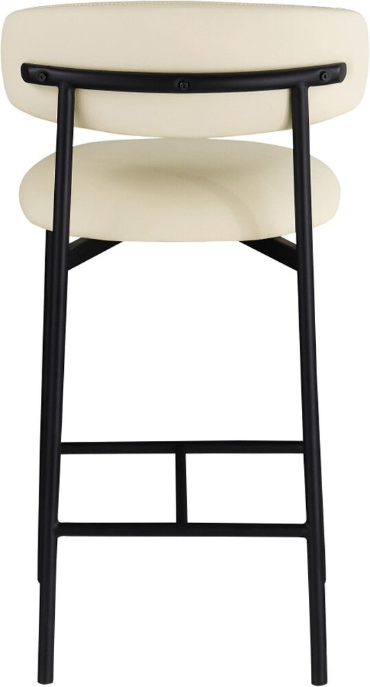 Meridian Furniture - Lupita Cream Vegan Leather Counter Stool (Set of 2) - 996Cream-C veiw 2