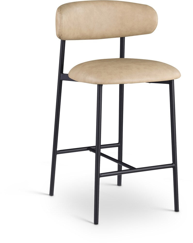 Meridian Furniture - Lupita Tan Vegan Leather Counter Stool (Set of 2) - 996Tan-C veiw 1