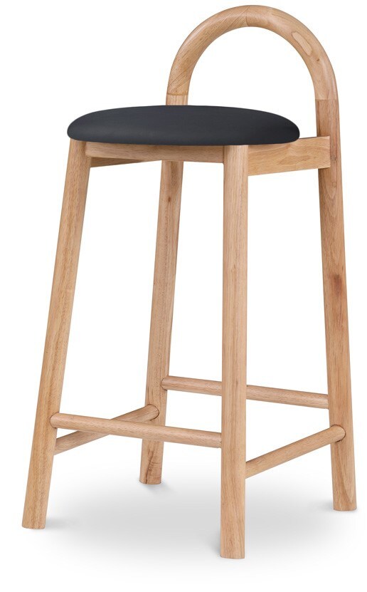 Meridian Furniture - Calvin Black Vegan Leather Stool - 475Black-C veiw 1