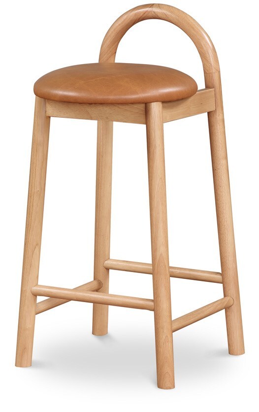 Meridian Furniture - Calvin Cognac Vegan Leather Stool - 475Cognac-C veiw 1