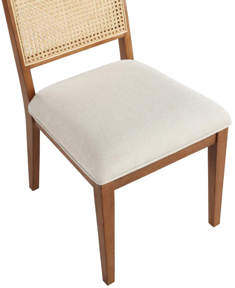 Meridian Furniture - Butterfly Cream Linen Textured Fabric Dining Chair (Set of 2) - 705Walnut-C veiw 5