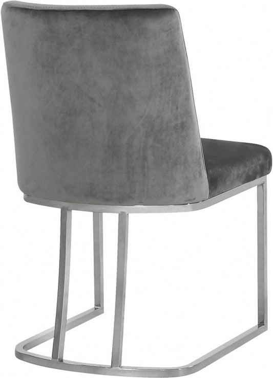 Meridian Furniture - Heidi Grey Velvet Dining Chair (Set of 2) - 728Grey-C veiw 2