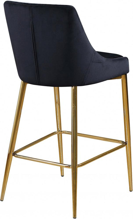 Meridian Furniture - Karina Black Velvet Stool (Set of 2) - 789Black-C veiw 2