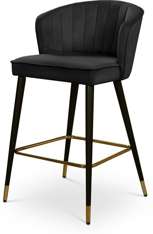 Meridian Furniture - Cassie Black Velvet Stool (Set of 2) - 793Black-C veiw 1