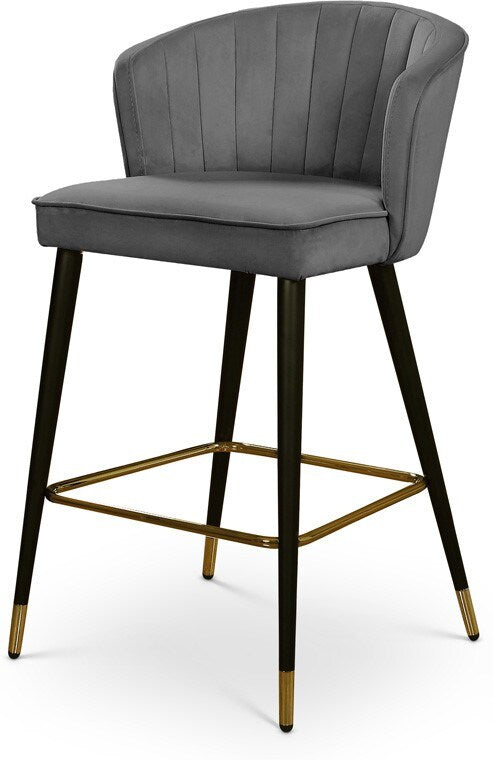Meridian Furniture - Cassie Grey Velvet Stool (Set of 2) - 793Grey-C veiw 1