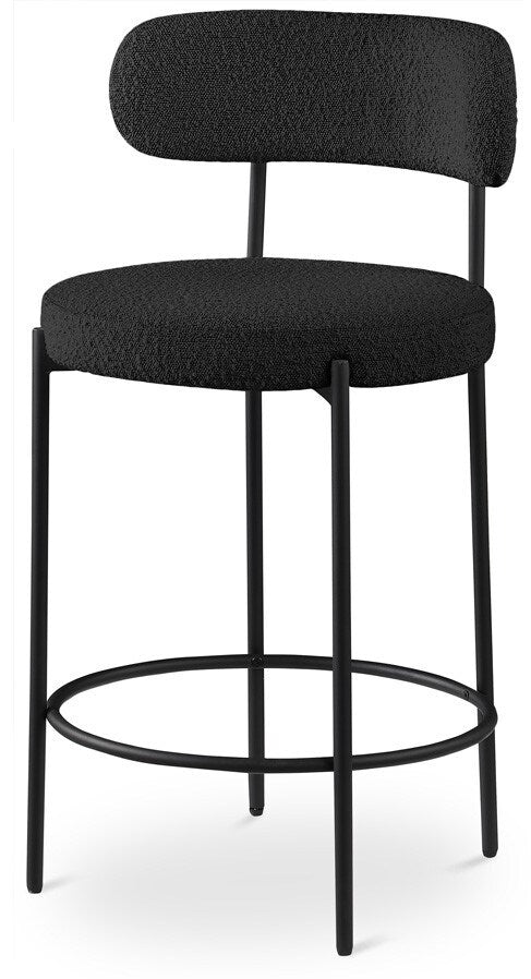 Meridian Furniture - Beacon Black Boucle Fabric Stool (Set of 2) - 877Black-C veiw 1