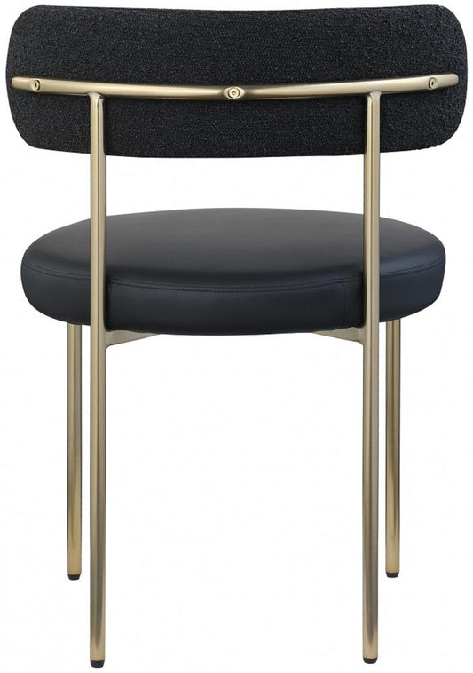 Meridian Furniture - Beacon Black Vegan Leather and Boucle Fabric Dining Chair (Set of 2) - 886Black-C veiw 2