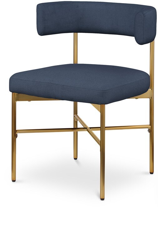 Meridian Furniture - Rivage Deep Navy Durable Linen Textured Fabric Dining Chair (Set of 2) - 926Navy-C veiw 1