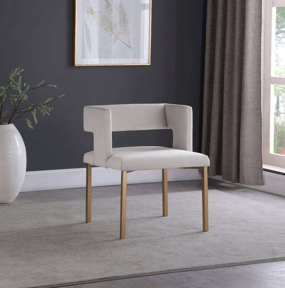 Meridian Furniture - Caleb Cream Velvet Dining Chair (Set of 2) - 967Cream-C veiw 6