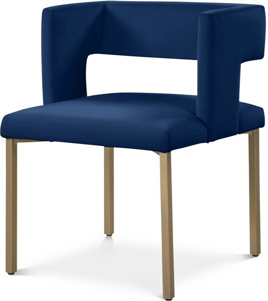 Meridian Furniture - Caleb Navy Velvet Dining Chair (Set of 2) - 967Navy-C veiw 1