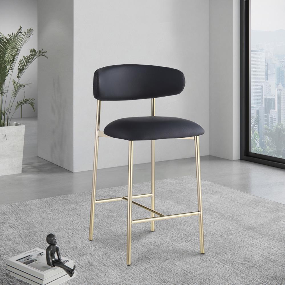 Meridian Furniture - Lupita Black Vegan Leather Counter Stool (Set of 2) - 995Black-C veiw 6