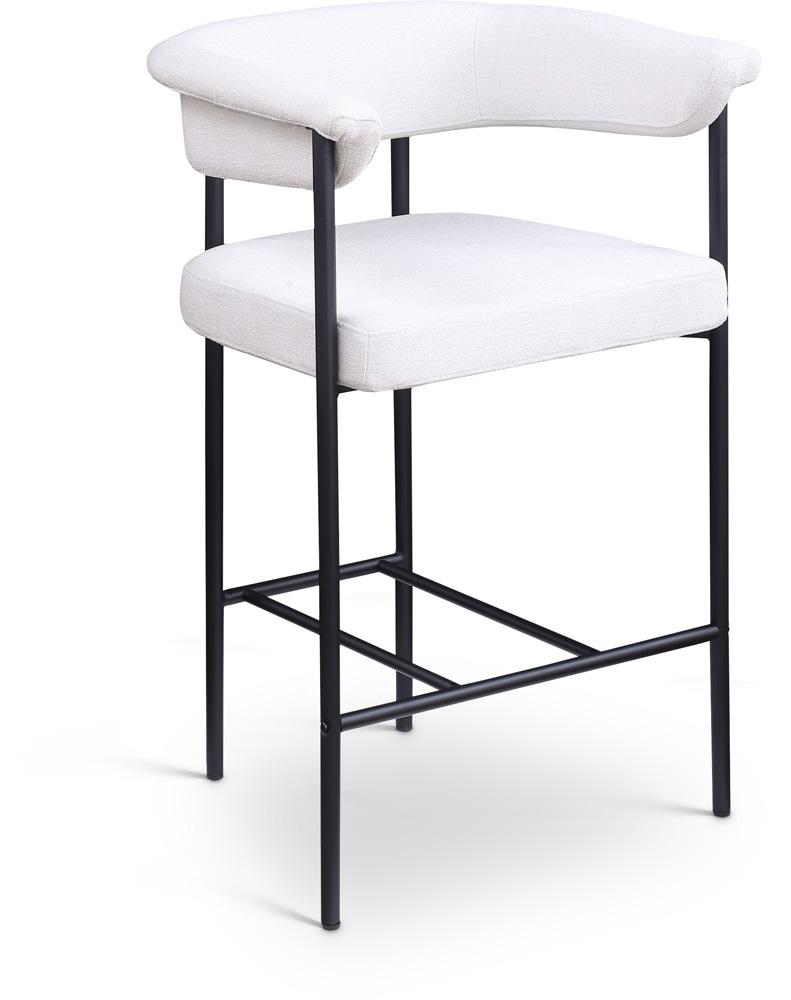 Meridian Furniture - Malin Cream Linen Textured Fabric Counter Stool (Set of 2) - 426Cream-C veiw 1