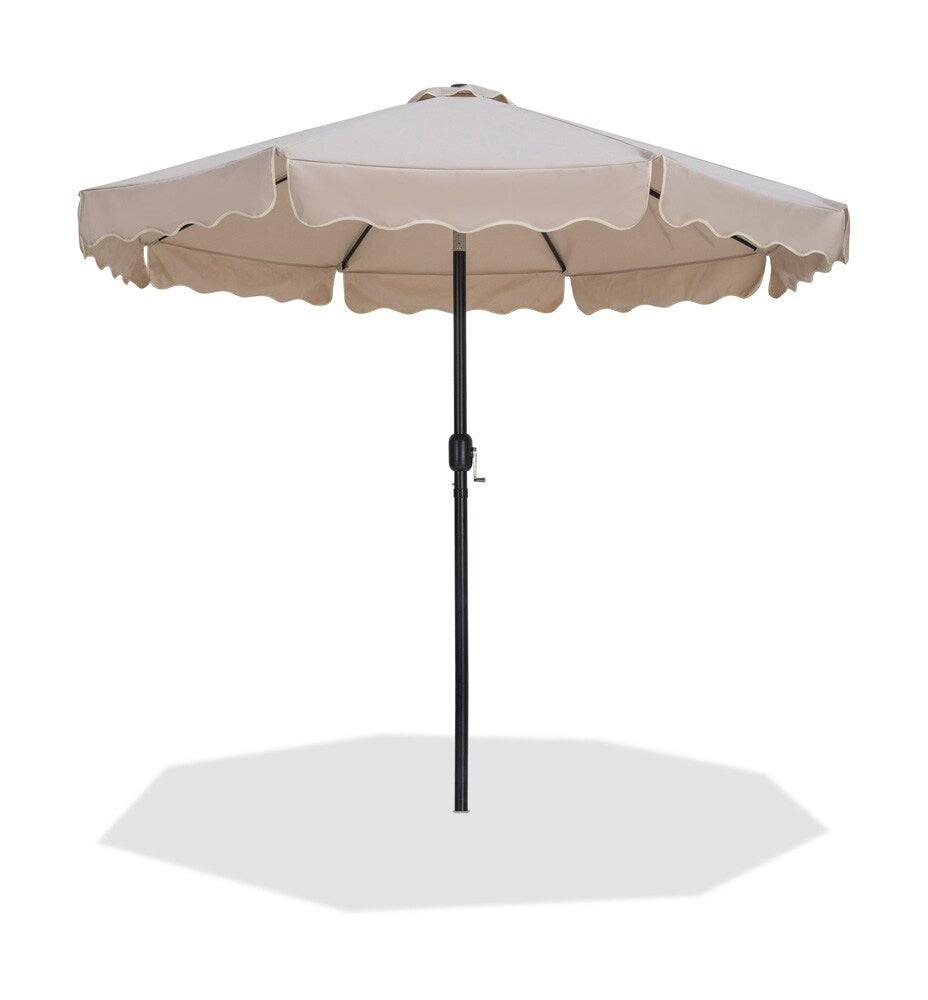 Meridian Furniture - Amalfi Beige With Cream Piping Fabric Patio Umbrellas - 55019Beige-U veiw 1