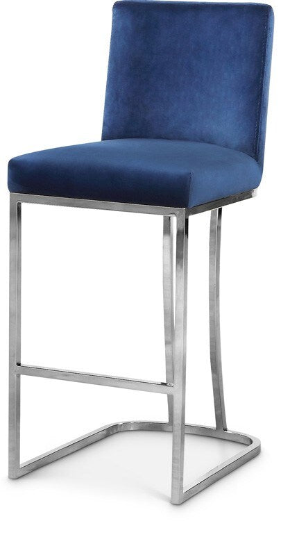 Meridian Furniture - Heidi Navy Velvet Stool - 708Navy-C veiw 1