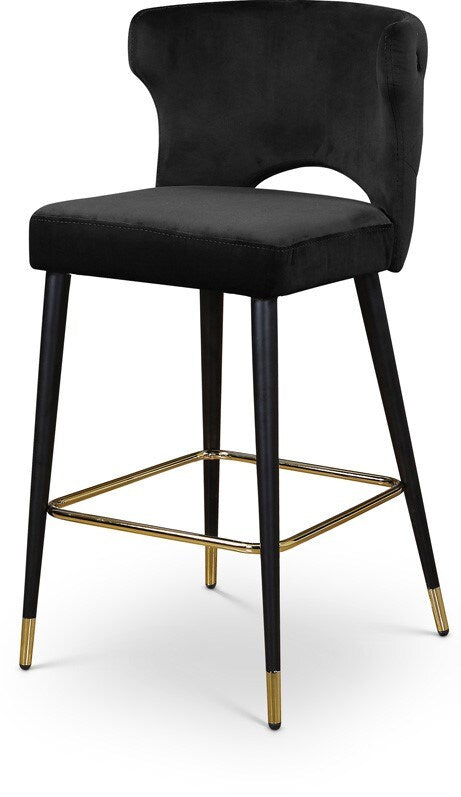 Meridian Furniture - Kelly Black Velvet Stool (Set of 2) - 791Black-C veiw 1