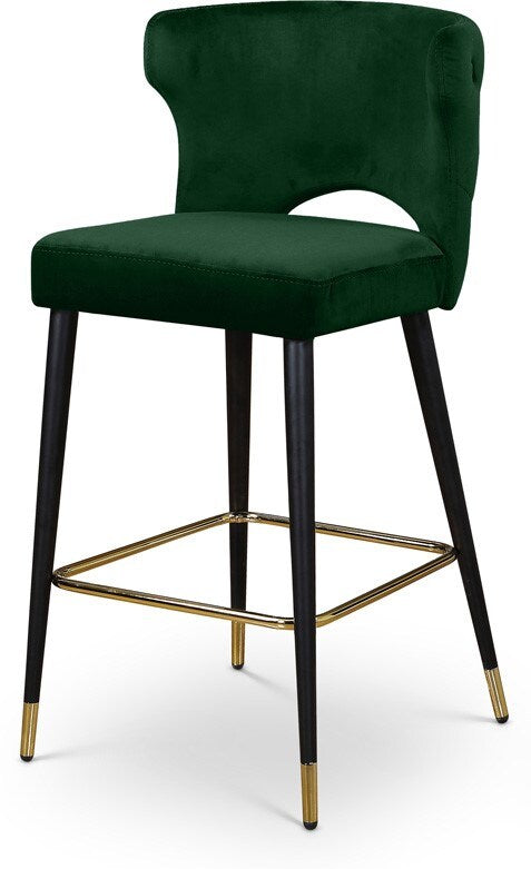 Meridian Furniture - Kelly Green Velvet Stool (Set of 2) - 791Green-C veiw 1