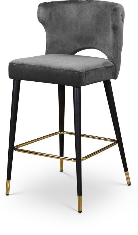 Meridian Furniture - Kelly Grey Velvet Stool (Set of 2) - 791Grey-C veiw 1