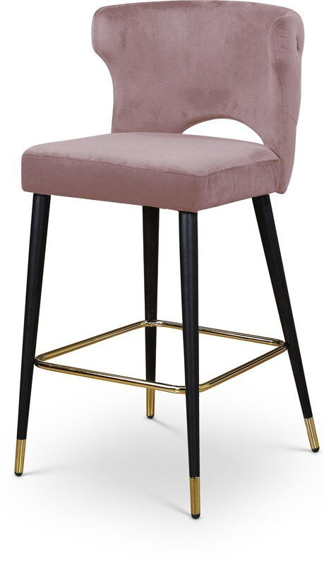 Meridian Furniture - Kelly Pink Velvet Stool (Set of 2) - 791Pink-C veiw 1