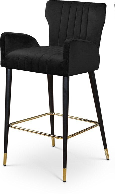 Meridian Furniture - Luxe Black Velvet Stool (Set of 2) - 792Black-C veiw 1