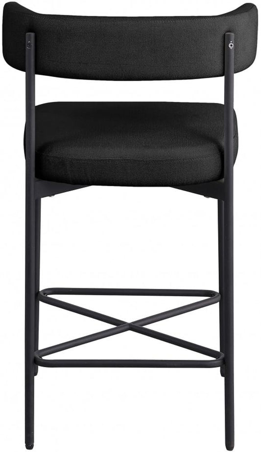 Meridian Furniture - Rivage Black Durable Linen Textured Fabric Stool (Set of 2) - 929Black-C veiw 2