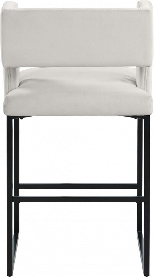 Meridian Furniture - Caleb Cream Velvet Counter Stool (Set of 2) - 970Cream-C veiw 2