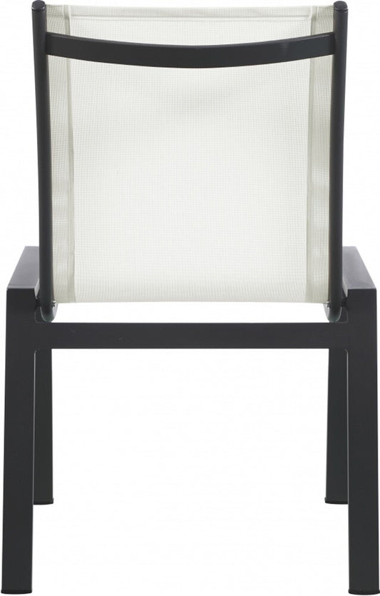 Meridian Furniture - Nizuc White Mesh Water Resistant Fabric Outdoor Patio Aluminum Mesh Dining Chair (Set of 2) - 369White-C veiw 2