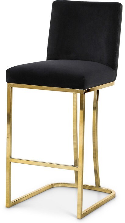 Meridian Furniture - Heidi Black Velvet Stool - 777Black-C veiw 1
