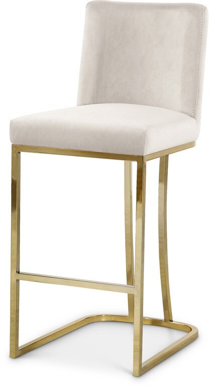 Meridian Furniture - Heidi Cream Velvet Stool - 777Cream-C veiw 1