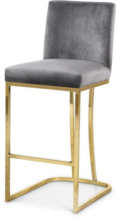 Meridian Furniture - Heidi Grey Velvet Stool - 777Grey-C veiw 1