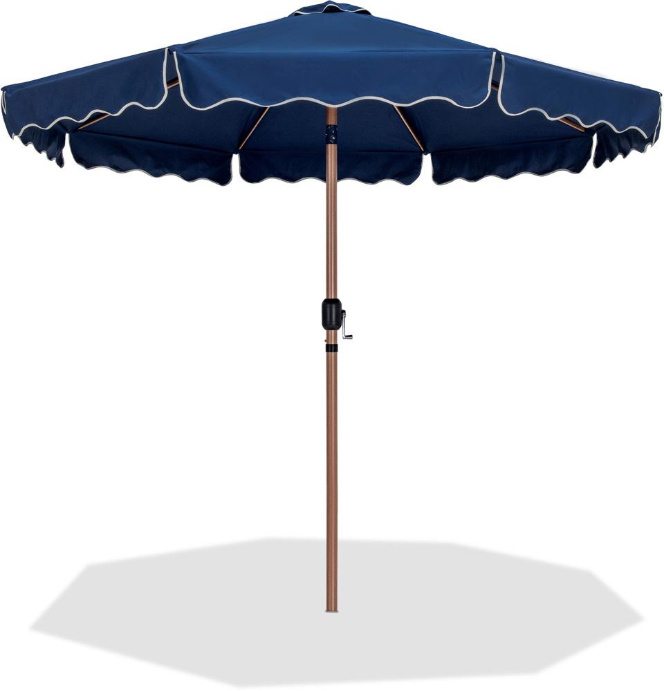 Meridian Furniture - Amalfi Navy With Cream Piping Fabric Patio Umbrellas - 55017Navy-U veiw 1