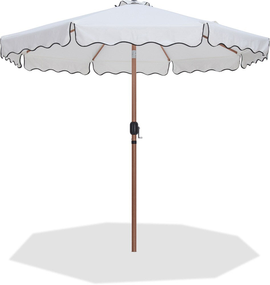 Meridian Furniture - Amalfi White With Black Piping Fabric Patio Umbrellas - 55017White-U veiw 1