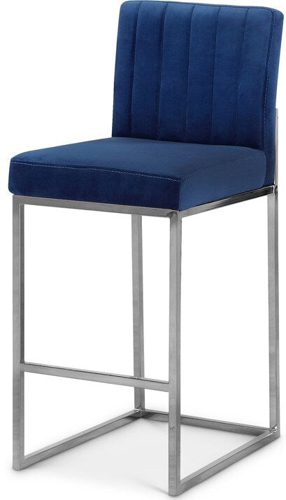 Meridian Furniture - Giselle Navy Velvet Stool - 782Navy-C veiw 1