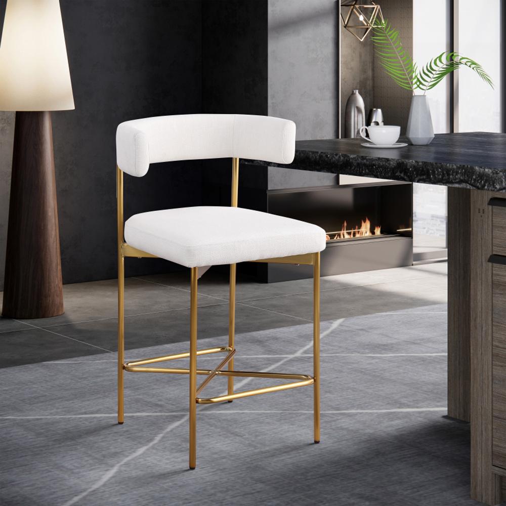 Meridian Furniture - Rivage Cream Durable Linen Textured Fabric Stool (Set of 2) - 927Cream-C veiw 6