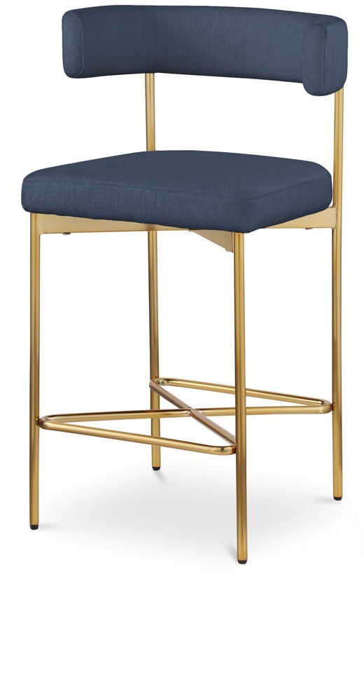 Meridian Furniture - Rivage Deep Navy Durable Linen Textured Fabric Stool (Set of 2) - 927Navy-C veiw 1