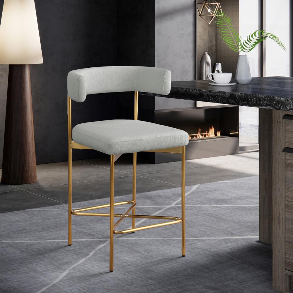 Meridian Furniture - Rivage Light Grey Durable Linen Textured Fabric Stool (Set of 2) - 927Grey-C veiw 6