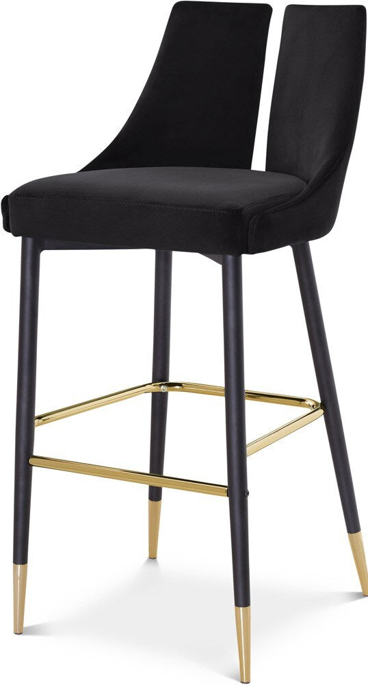 Meridian Furniture - Sleek Black Velvet Stool (Set of 2) - 960Black-C veiw 1