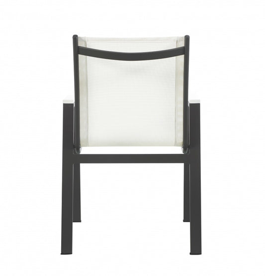 Meridian Furniture - Nizuc White Mesh Water Resistant Fabric Outdoor Patio Aluminum Mesh Dining Arm Chair (Set of 2) - 367White-AC veiw 2