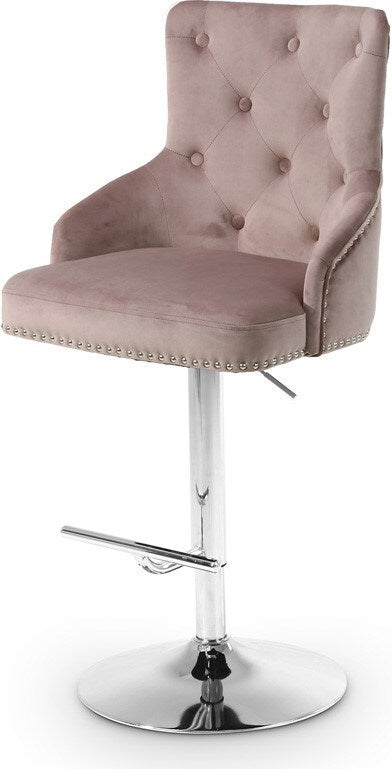 Meridian Furniture - Claude Pink Velvet Adjustable Stool - 709Pink veiw 1