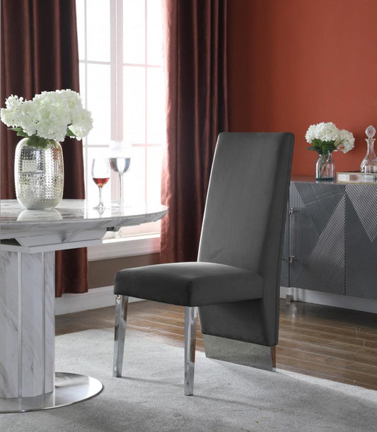 Meridian Furniture - Porsha Grey Velvet Dining Chair (Set of 2) - 756Grey-C veiw 2