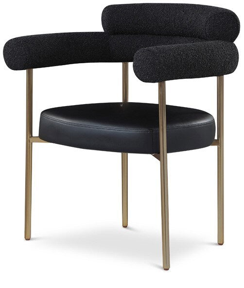Meridian Furniture - Blake Black Vegan Leather / Boucle Fabric Dining Chair (Set of 2) - 870Black-C veiw 1